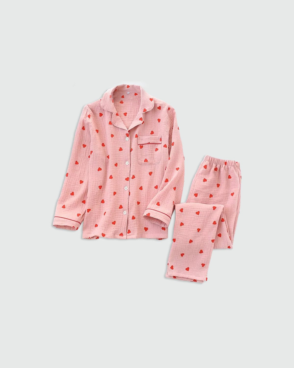 Sleep Wear Full-Length Heart Print Pajama Set